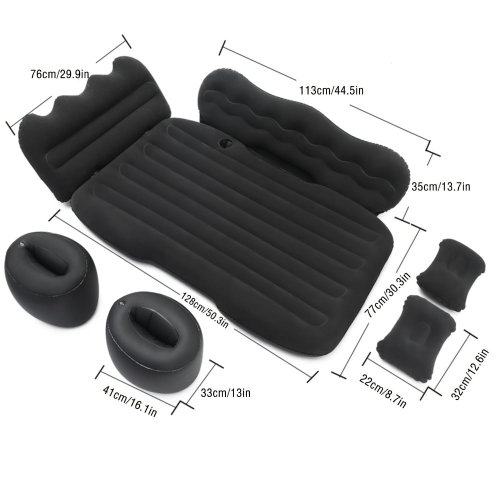 Car Inflatable Mattress for SUV & Sedan – Thickened Back Seat Sleeping Pad with Air Pump & 2 Pillows, Rear Trunk Camping Bed for Road Trips & Overlanding