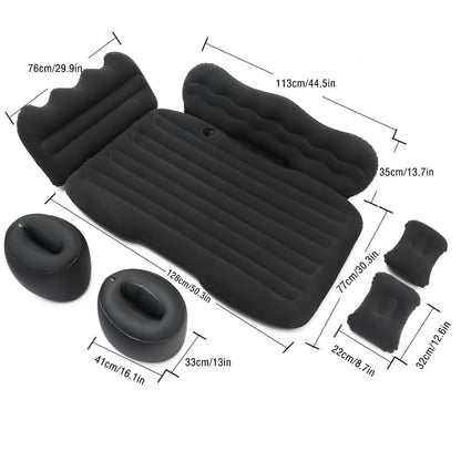 Car Inflatable Mattress for SUV & Sedan – Thickened Back Seat Sleeping Pad with Air Pump & 2 Pillows, Rear Trunk Camping Bed for Road Trips & Overlanding