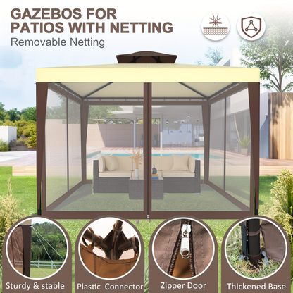 Gazebo Tent 10x10 FT Mosquito Netting Quick Setup Outdoor Canopy