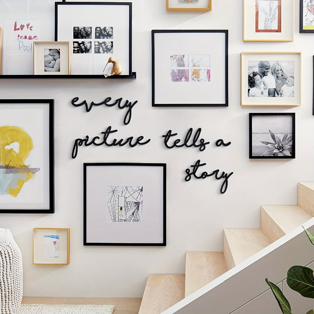 Black Wall Art Photo Collage with Every Picture Tells a Story Lettering and Exact TS2036 Option