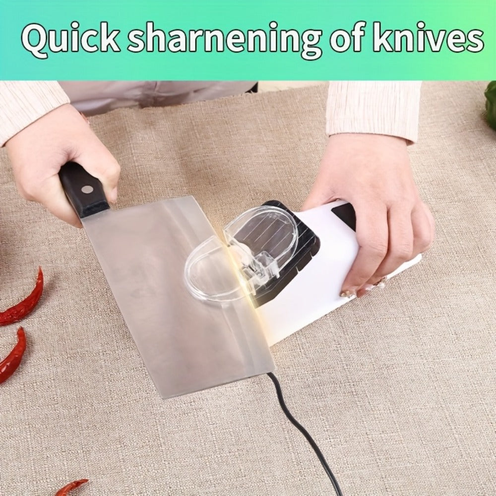 USB-Powered Electric Knife Sharpener with Five Double-Sided Stones and Clear Protective Cover