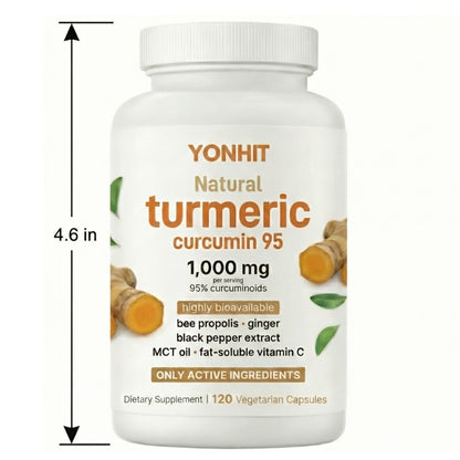 Herbal Supplement with YONHIT Label, Turmeric Curcumin 1000mg per Serving, 120 Vegetarian Capsules, One or Two Bottles