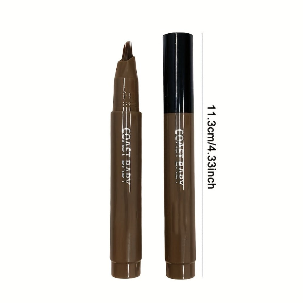 Eyebrow Pencil 2-Pack Multi-Fork Tip Waterproof — 4 Shades Natural Hair Stroke Effect Brow Pen Smudge-Proof Long-Lasting Microblading Look Hairline Filler for Sparse Brows Beginners Women