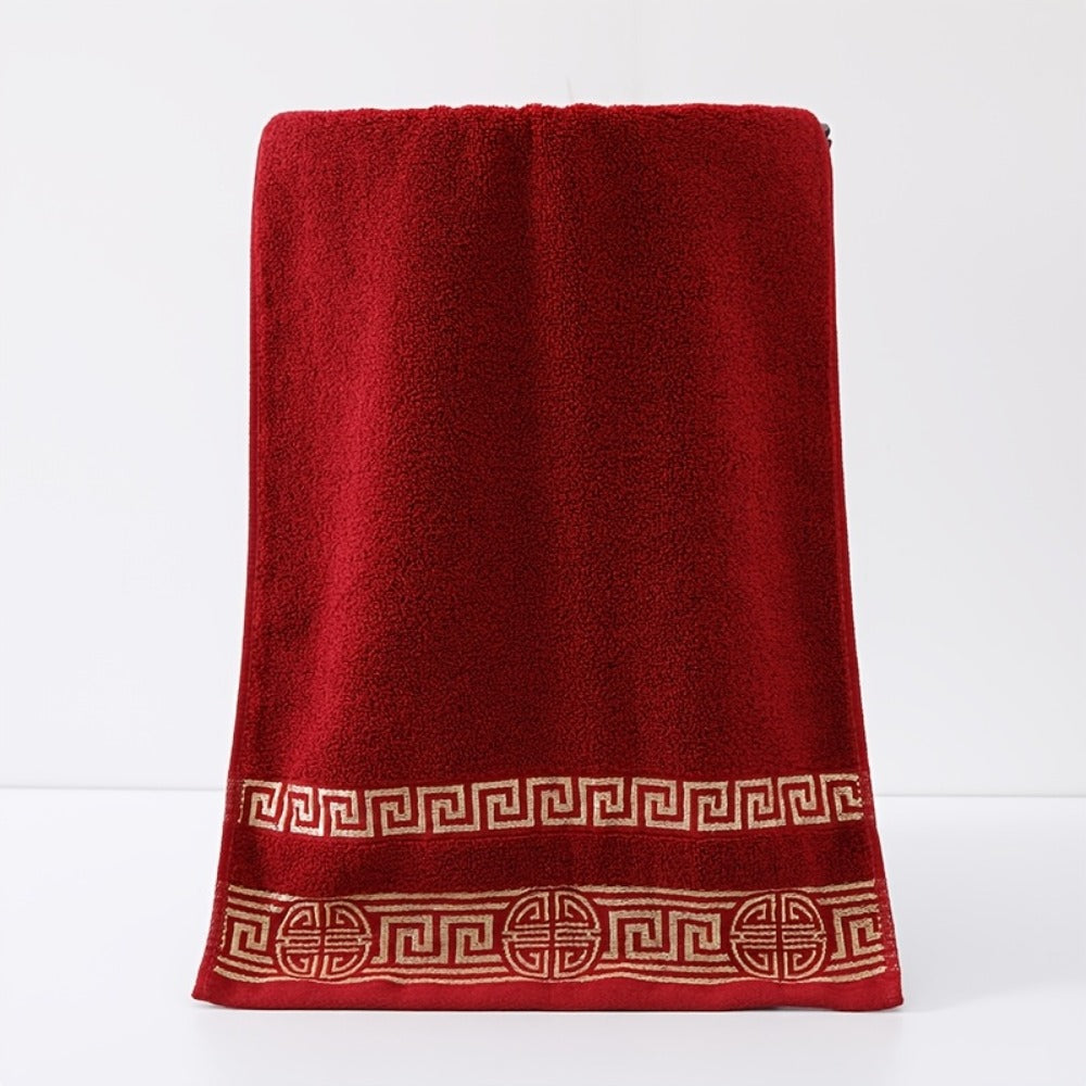 5-Piece 100% Cotton Towel Set – 1 Bath Towel, 2 Hand Towels & 2 Washcloths | Ultra-Soft, Highly Absorbent, Exquisite Pattern Design for Home Bathroom