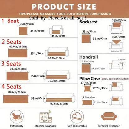 Sofa Cover 350 GSM Chenille Knit Panels for Single Seat, Armrest and 2, 3 or 4-Seater Sofa Sections