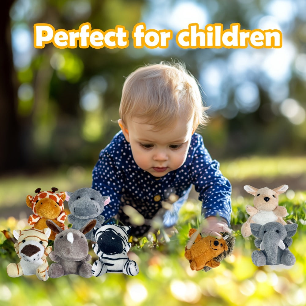 Stuffed Animal Mini Forest Animal Set with 12- or 24-Piece Pack Options for Party Favors and Prizes