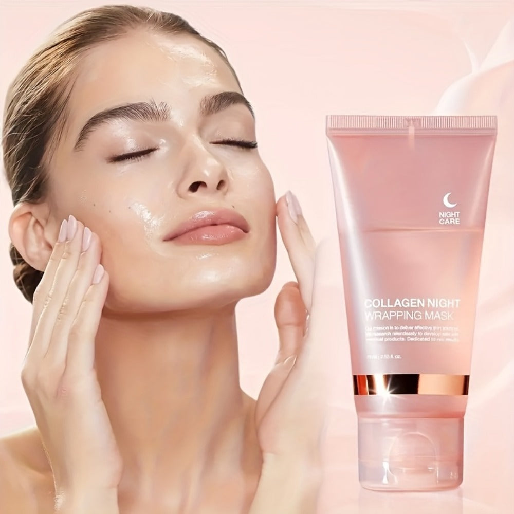 Three-Piece Collagen Night Wrap Mask Set with Jelly Brush and Hyaluronic Acid for Evening Care