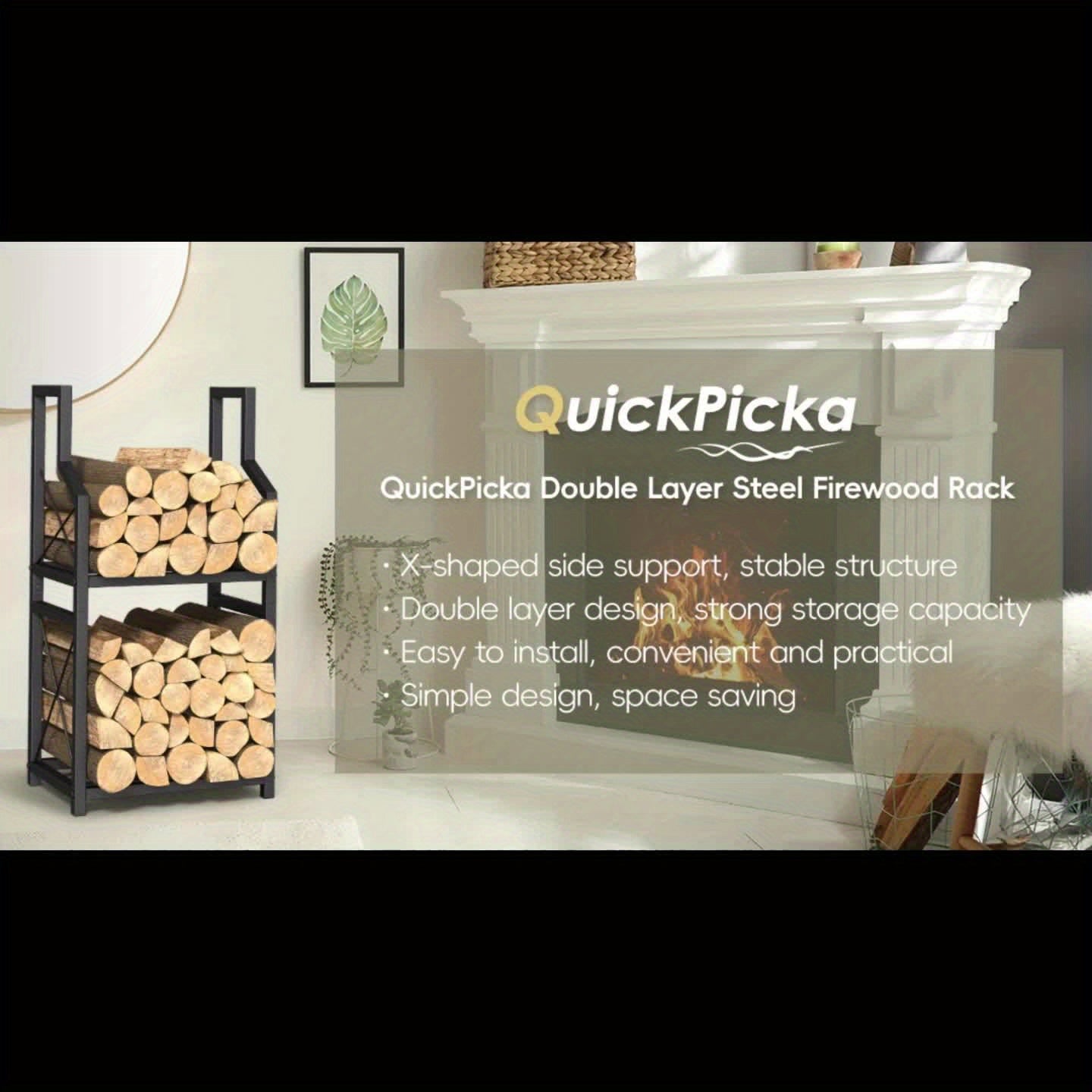 Firewood Rack | Heavy Duty Steel Indoor Outdoor Fireplace Patio Deck
