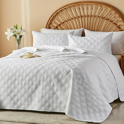 Coin-Pattern Quilt Set in Four Designs, Multiple Colors and Twin, Full-Queen or King-California King Sizes