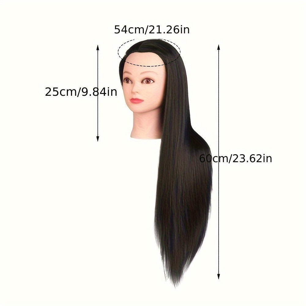 Long-Hair Cosmetology Mannequin Head in Brown or Blonde with Pictured 21.26-Inch Overall Height for Styling Practice