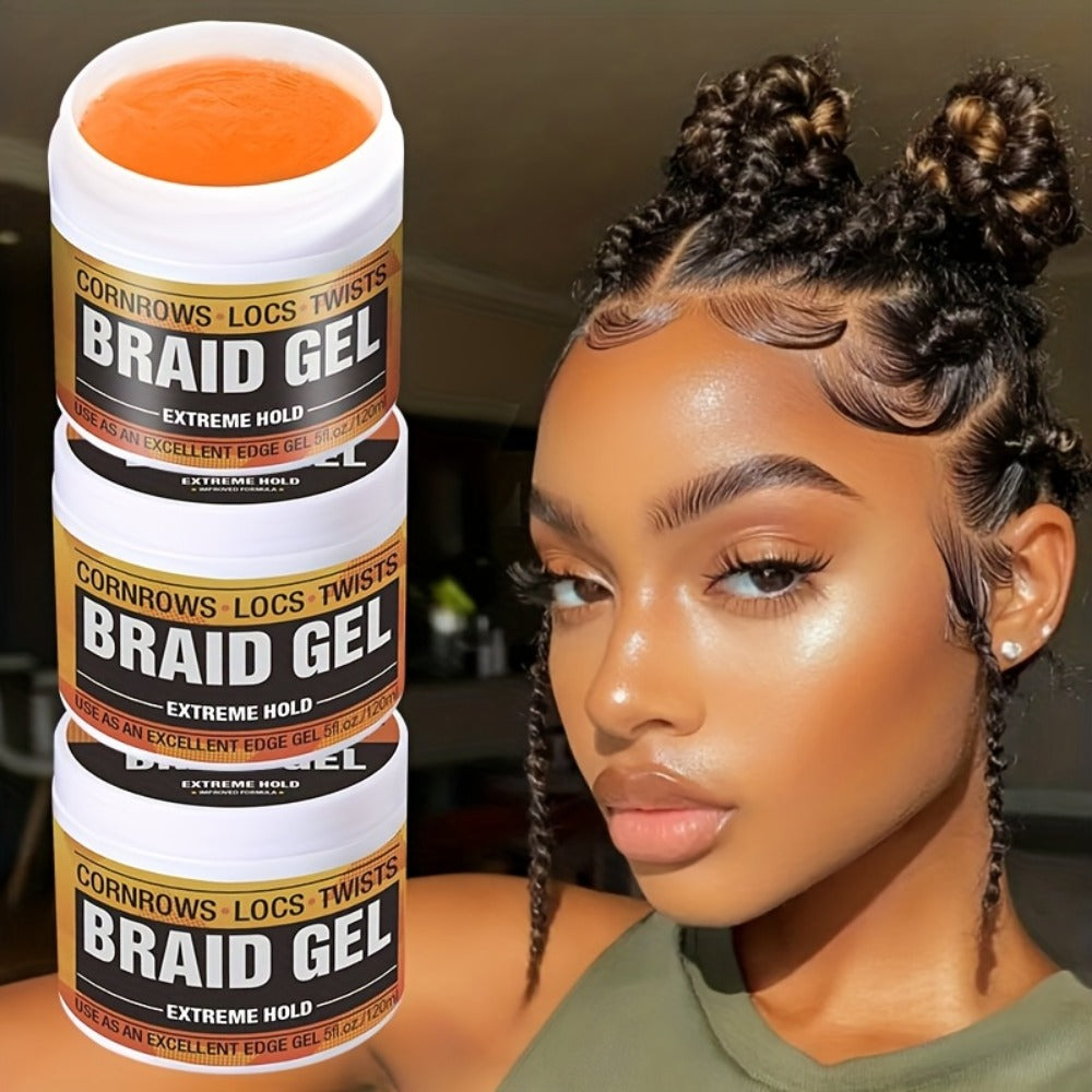 Extreme Hold Braid Gel & Edge Control Hair Wax Pomade — Anti-Frizz, Moisturizing, Long-Lasting for Braids, Locs, Twists & Sleek Styles, Natural Hair, Men & Women — 4/5/6 Pack