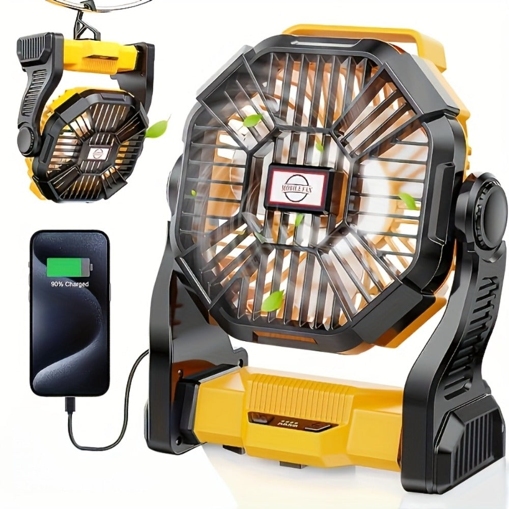 Portable Camping Fan with Hanging Hook, Three-Level Lantern and 12 Color or Style Options Pictured