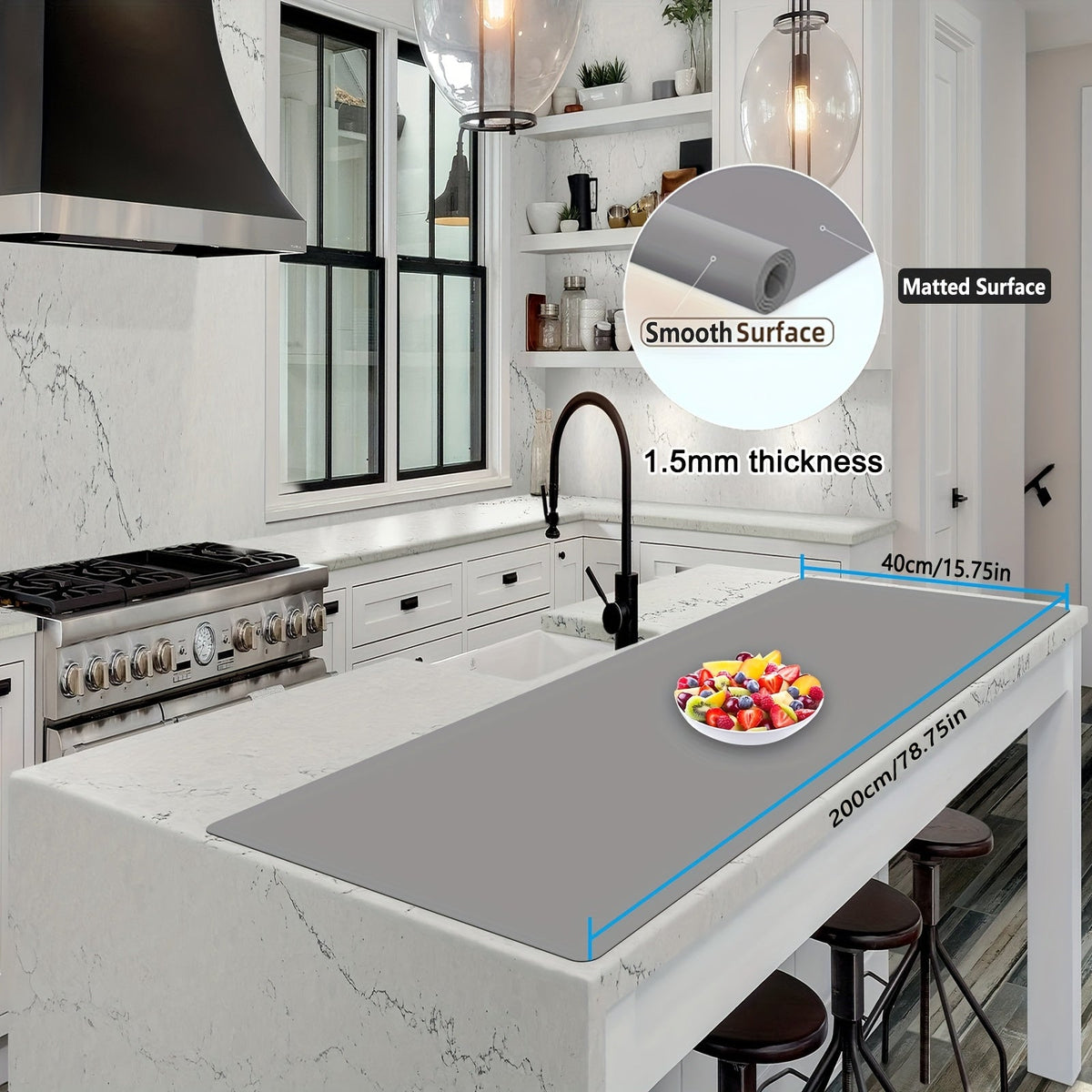 Extra Large Silicone Mat for Kitchen Counter, Heat Resistant Countertop Protector, Nonstick Craft Mat & Placemat