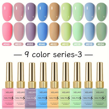 Gel Nail Polish XEIJAYI 9-Piece Fall-Winter Sets in 7 Numbered Palettes with LED Cure for Nail Art