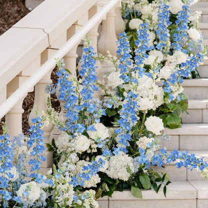 Artificial Flowers Eight-Piece Delphinium Larkspur Set with 33.5-Inch Silk Stems in 11 Colors