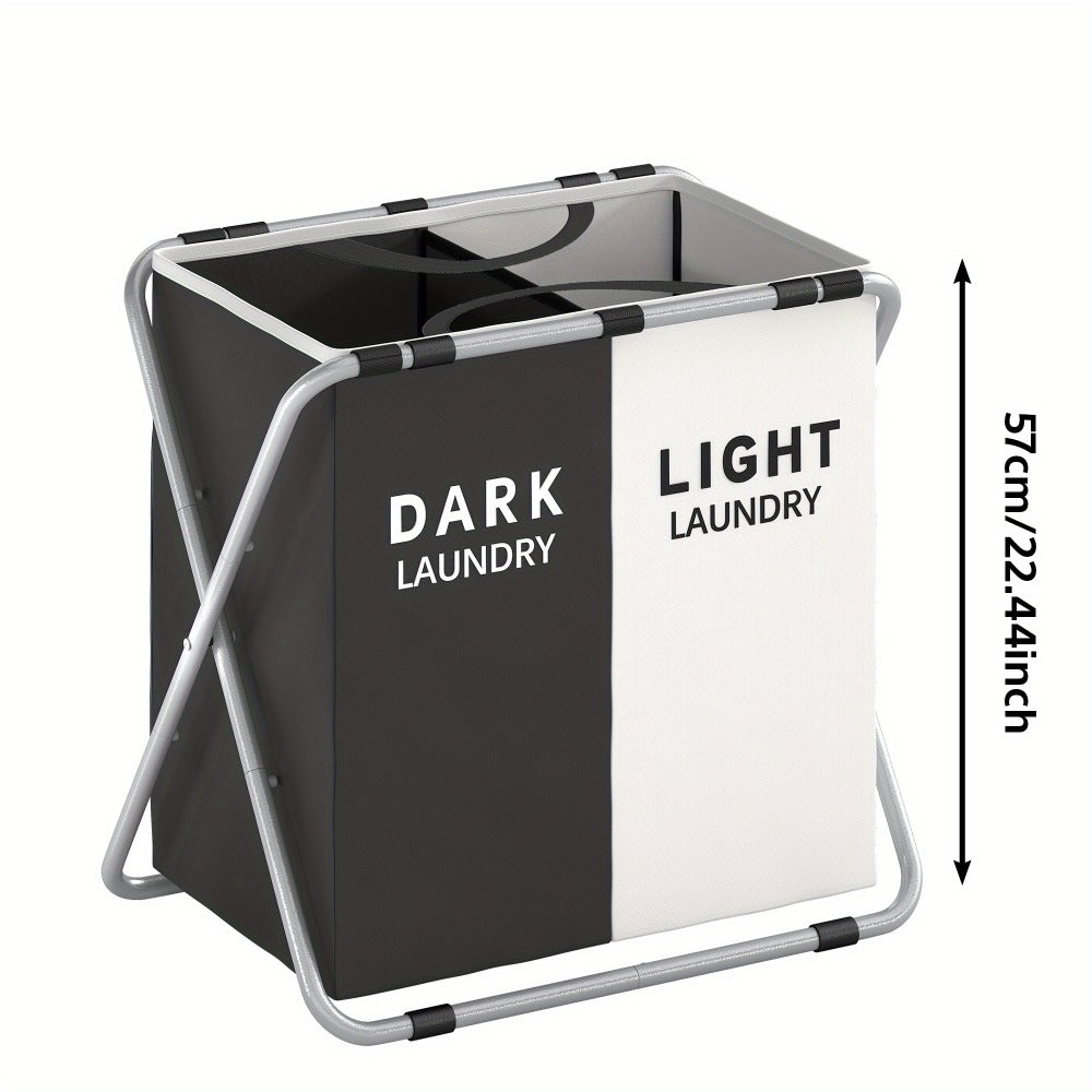Fabric Laundry Sorter Hamper with Carry Handles in Two- or Three-Section Designs and 57 or 70cm Height Options