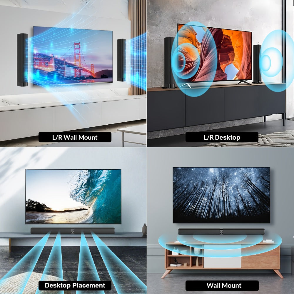 Mighty Rock 32-Inch Detachable TV Soundbar and Subwoofer Set with ARC, Optical, AUX and Remote Control