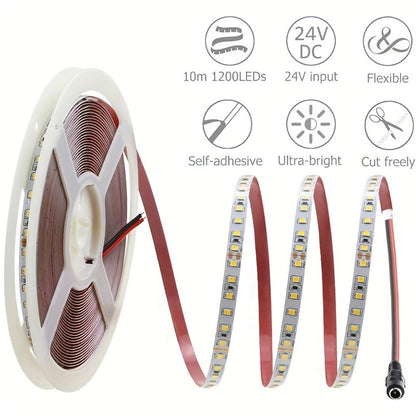 32.8ft 1200-LED Strip Light Kit with White and Warm White Selections, 24V Adapter and Knob Dimmer