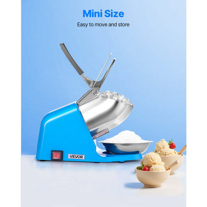Electric Ice Crusher 300W Snow Cone Maker Shaved Ice Machine 286 lbs/h 4 Stainless Steel Blades Anti-Splash One-Touch Operation for Home Bar Office Dorm