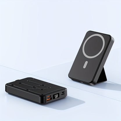 10000mAh Magnetic Power Bank with Folding Kickstand, Percentage Display and Multiple Charging Ports