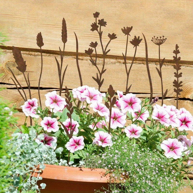 Metal Flower Stems | Rusty Wild Bouquet Vase Outdoor Garden Decor