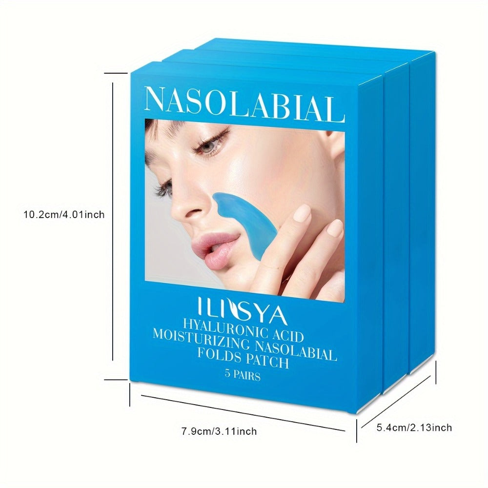 Nasolabial Fold Patches 3 Boxes - Hyaluronic Acid & Collagen Laugh Line Sticker, Lifting Tightening Anti-Wrinkle Nose Line Patch, Skin Elasticity Daily Skincare for Women