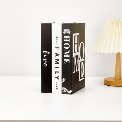 Three-Piece Faux Decorative Book Set with Industrial-Inspired Covers for Shelf or Office Styling
