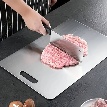 Cutting Board Three-Piece Stainless Steel Set with Rounded Corners, Carry Handles and Three Sizes