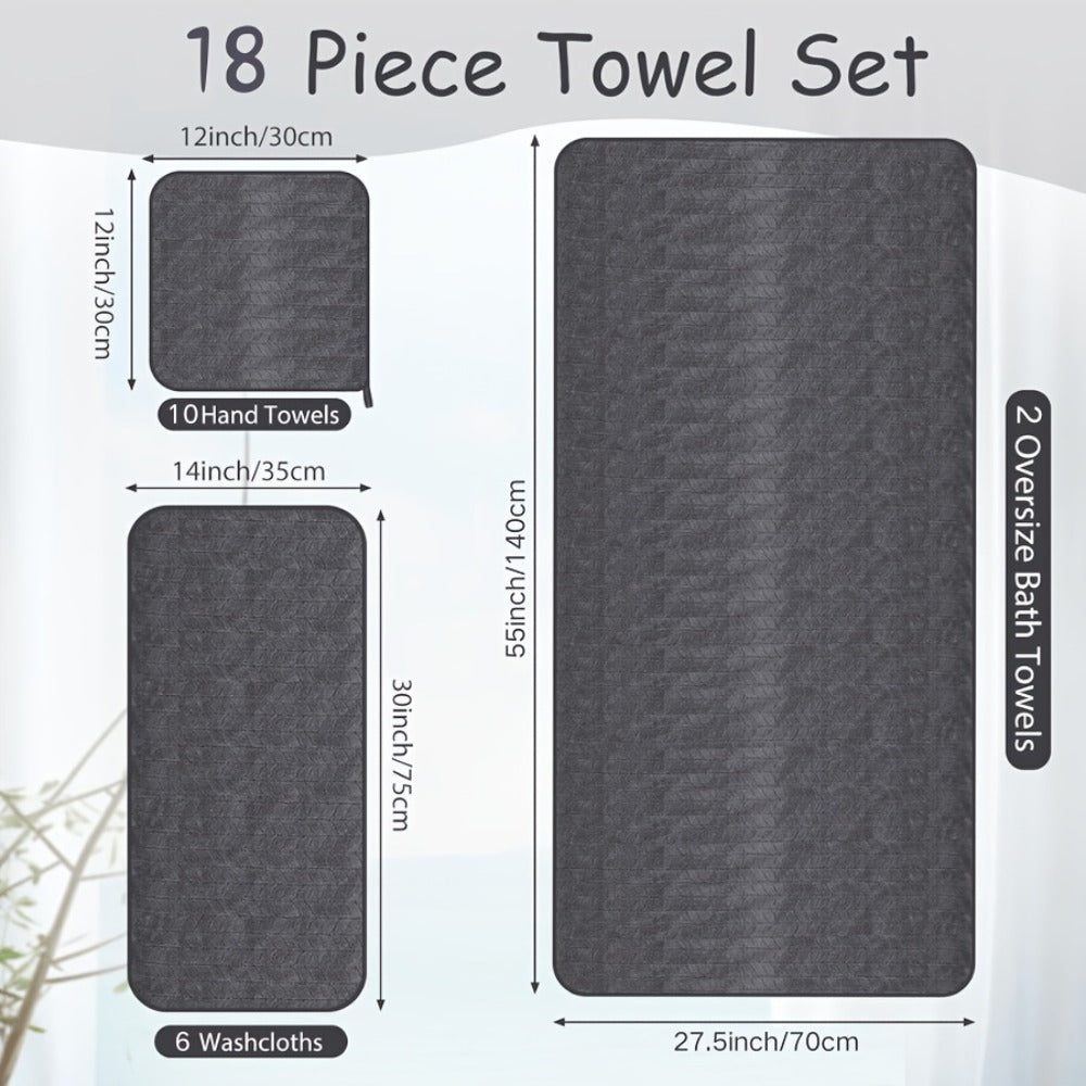 Bath Towels Set 18 or 20 Piece Coral Fleece Mix with Washcloths and Bath Ball in Multiple Colors