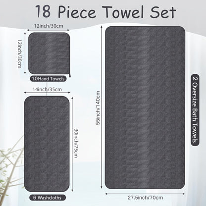 Bath Towels Set 18 or 20 Piece Coral Fleece Mix with Washcloths and Bath Ball in Multiple Colors