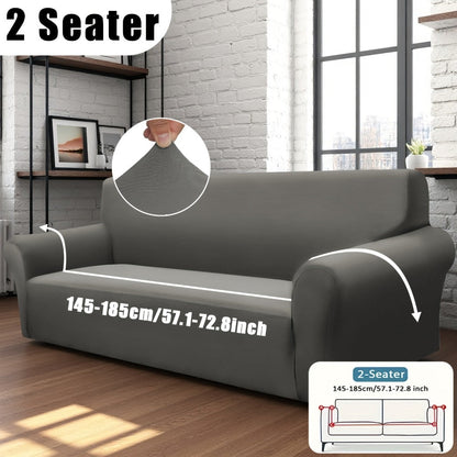 Stretch Sofa Cover Elastic Band | Milk Fiber Fabric Slipcover, Machine Washable Polyester Spandex, 1 to 4 Seater Armchair Couch Cover, Red Gray Blue Black Coffee, Home Decor