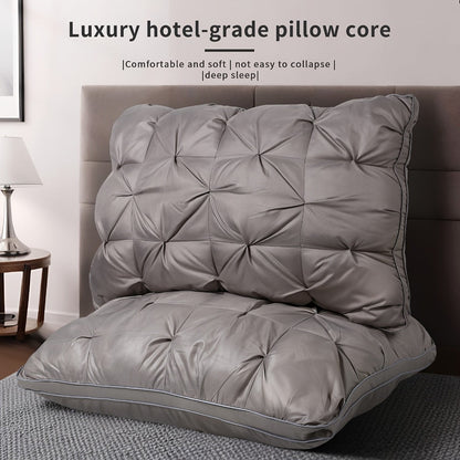 Bed Pillow Set of 2 with Quilted Woven Covers, Zippered Loft Access and Five Color Options