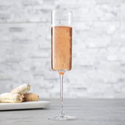 Six-Piece 6.5 oz Clear Glass Champagne Flute Set with Reusable Stemmed Design for Celebrations