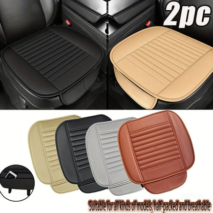 Car Seat Pads 2pcs Front – Non-Slip Rubber Base, Breathable Backless Design, Universal Fit All-Season Comfort Cushion, Black Beige Grey Car Interior Seat Cover Pad Set