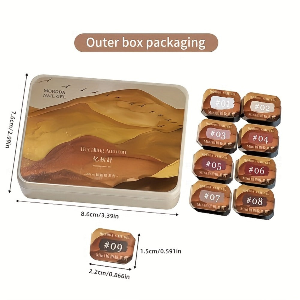 Gel Nail Polish 9-Color Mini Grid Sets for Ombre and Patting Art in 5 Curated Collection Options