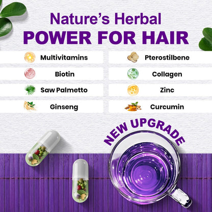 Hair Loss Supplement for Women 90 Capsules, Biotin, Collagen, Keratin, Saw Palmetto & Curcumin Multivitamin Formula for Hair Growth
