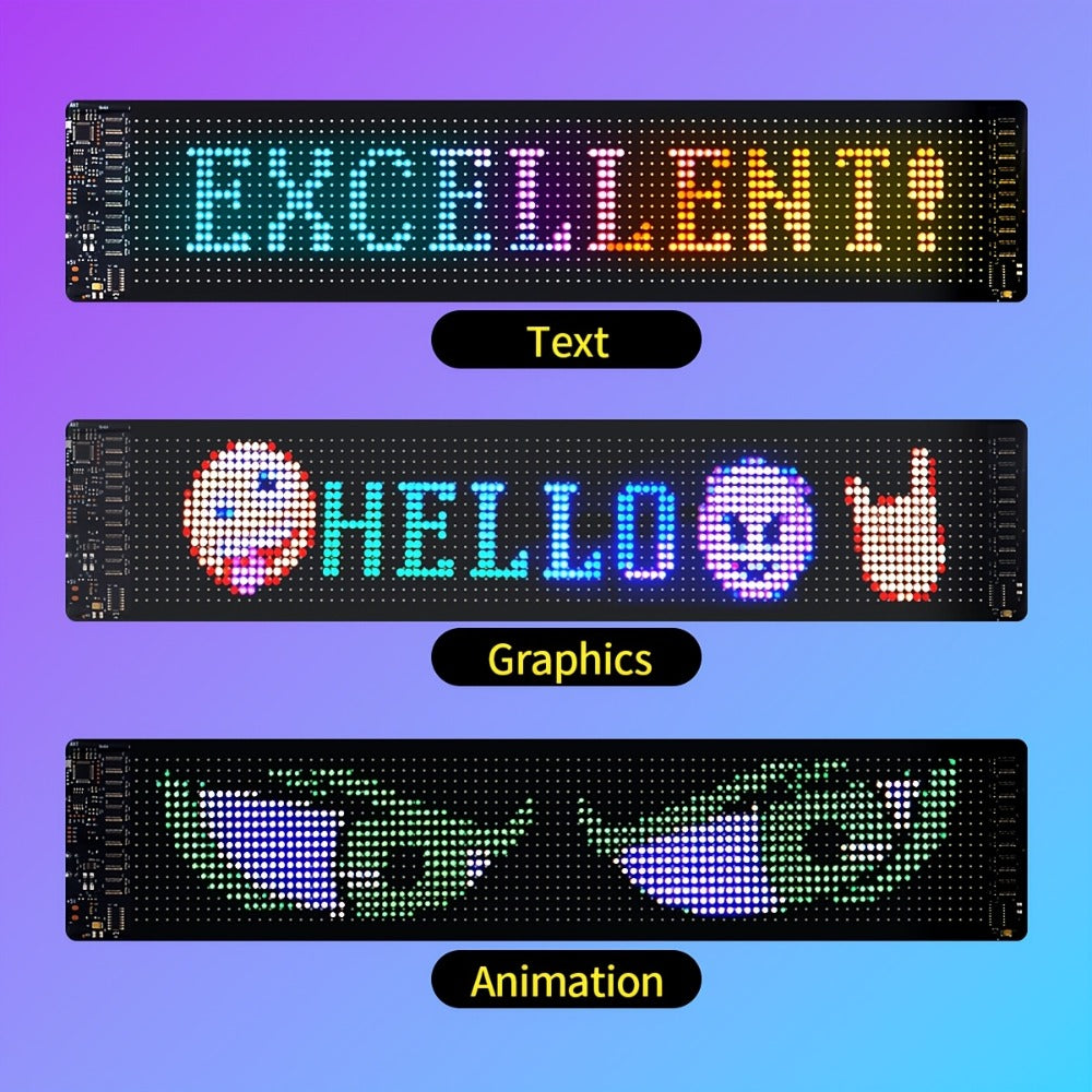 Programmable LED Sign Flexible Matrix Display Screen 5V App & Remote Control - Scrolling Text Picture GIF LED Panel for Car Store Bike Party Gaming Setup - 16x32 16x64 16x96 Devil's Eye