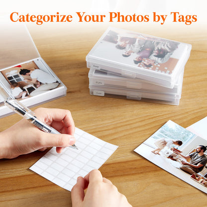 Photo Storage Box with 14 or 18 Inner Keeper Cases in Clear, Black or Multicolor Configurations