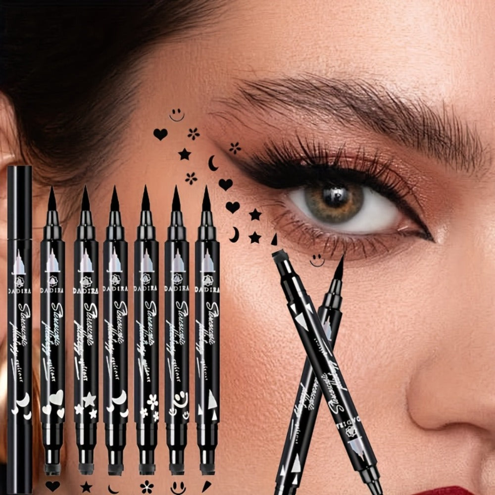 Waterproof Eyeliner Pen Set 6pcs Double-Ended Liquid Eyeliner Kit – Smudge-Proof, Oil-Proof, Long-Lasting Precision Eye Liner Pencil for Women, All-Day Wear, Cat Eye, Holiday Makeup Gift Set