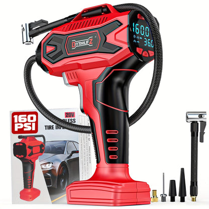 Cordless Tire Inflator 160PSI Portable Air Compressor Compatible with DeWalt 20V / 18V Battery, Digital Pressure Gauge