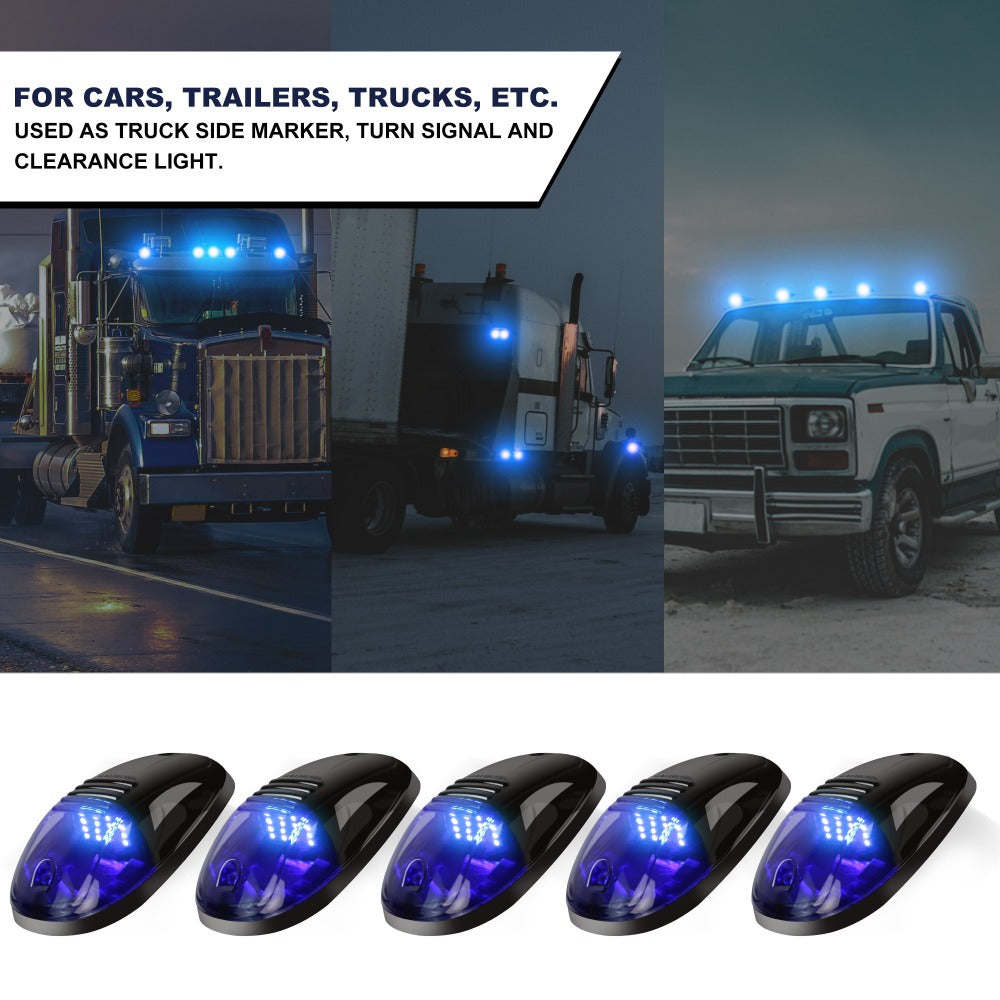 5pcs LED Cab Roof Marker Lights 16/24 LED 12V Super Bright UV-Resistant ABS Lens with Wiring Harness Kit for 2003-2018 Pickup Trucks 1500 2500 3500 4500 5500, White Amber Red Blue Green Purple
