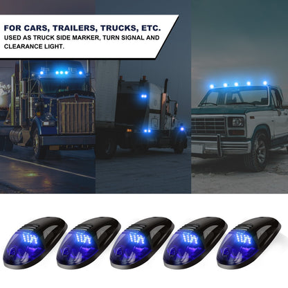 5pcs LED Cab Roof Marker Lights 16/24 LED 12V Super Bright UV-Resistant ABS Lens with Wiring Harness Kit for 2003-2018 Pickup Trucks 1500 2500 3500 4500 5500, White Amber Red Blue Green Purple