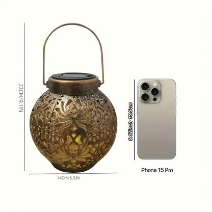 Solar Metal Peony Lantern Outdoor Hanging Light, IP65 Waterproof Floral Decorative Lantern for Garden Patio Tree, Halloween Christmas Party Festive Lighting – Boho Vintage Garden Decor Gift