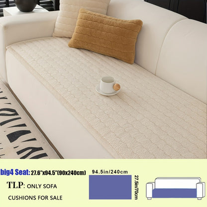 Sofa Cover Bohemian Short-Plush Quilted Panels for Armrest, Backrest and 2 to Large 4-Seater Sofas