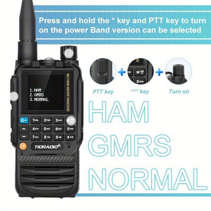 TIDRADIO TD-H3 Ham Radio GMRS Handheld Two Way Radio with USB-C Programming Charging, Long Range 2500mAh Battery, Air Band Antenna, Key Frequency Match for Outdoor Camping Emergency