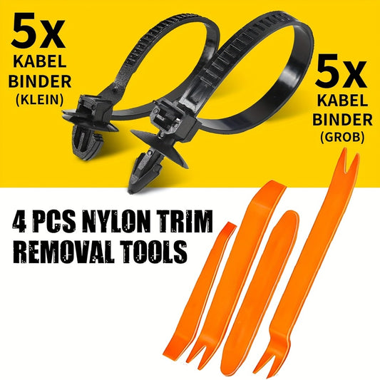 Car Push Retainer Clips Assortment Kit - 16 Sizes Nylon Bumper Fender Plastic Rivets & Auto Fasteners with Removal Tool & Cable Ties, Universal Fit for Most Vehicles (115 / 635 / 640 / 1290 Piece Set)