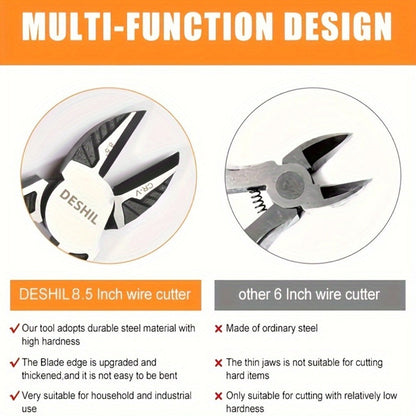 Pliers Set 9-in-1 Multi-Function Industrial Grade, 8.5" Lineman Pliers, 8.5" Long Nose Pliers, 8" Diagonal Side Cutters, CRV Steel TPR Handle Wire Stripper Crimper Cutter for Electrical & Auto Repair