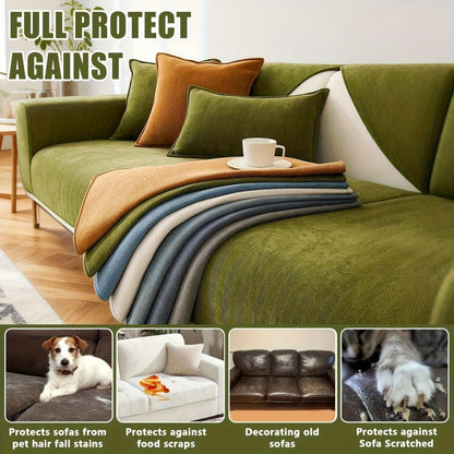 Sofa Cover Ribbed Chenille Stretch Panels with Non-Slip Design for 1 to 4 Seats, Armrests or Cushions