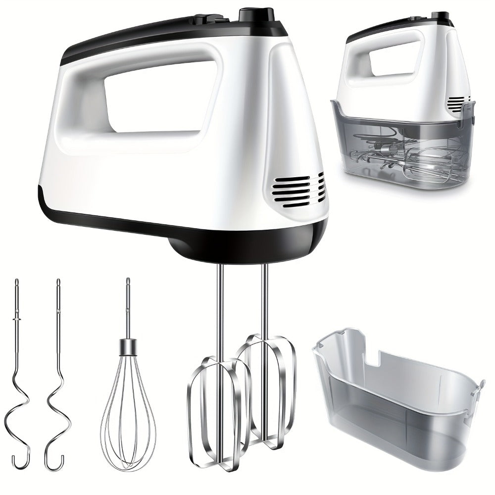 Electric Hand Mixer 6-Speed with Turbo – 5 Stainless Steel Attachments, Snap-On Storage Case, Handheld Mixer for Whipping, Baking Cookies, Cakes, Dough & Brownie Batter