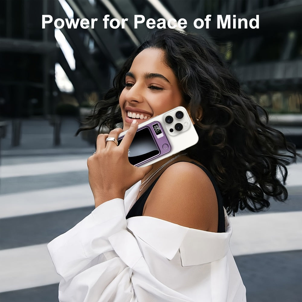 Magnetic Wireless Power Bank with 5000mAh and 10000mAh Labels, Flip Display and Four Color Options